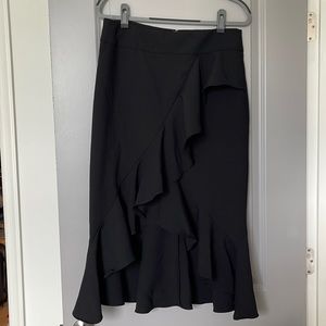 Asymmetrical black pencil skirt